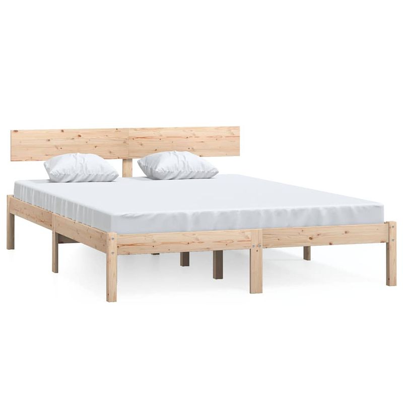 Foto van The living store bedframe double - massief grenenhout - 135x190 cm matras - inclusief hoofdeinde