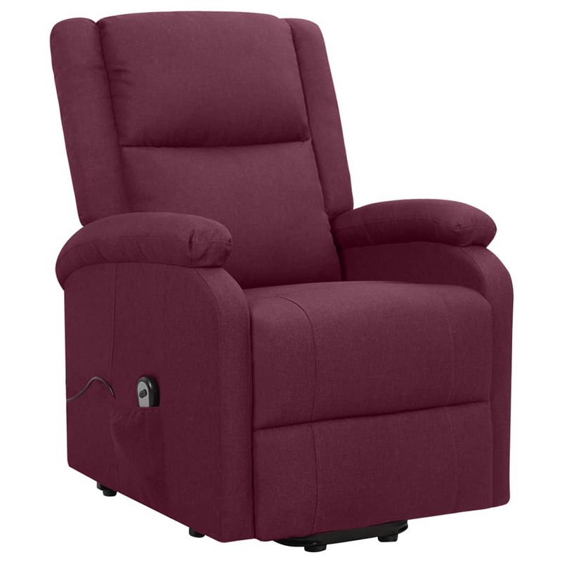 Foto van The living store sta-op-stoel - relaxfauteuil - elektronisch verstelbaar - paars - 70 x 89 x 103.5 cm - 100% polyester