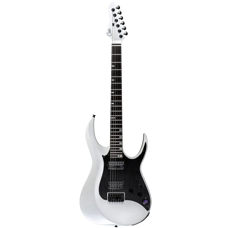 Foto van Mooer gtrs guitars modern 800 pearl white intelligent guitar met gigbag