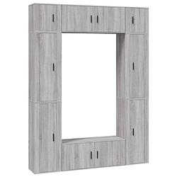 Foto van The living store televisiekastenset - grijs sonoma eiken - 4 x tv-meubel- 40 x 34.5 x 100 cm - 2 x tv-meubel- 100 x