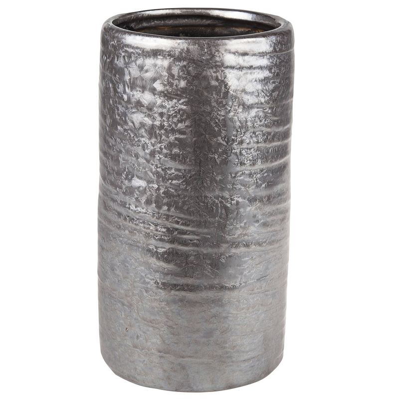 Foto van Cilinder vaas keramiek zilver/grijs 12 x 22 cm - vazen
