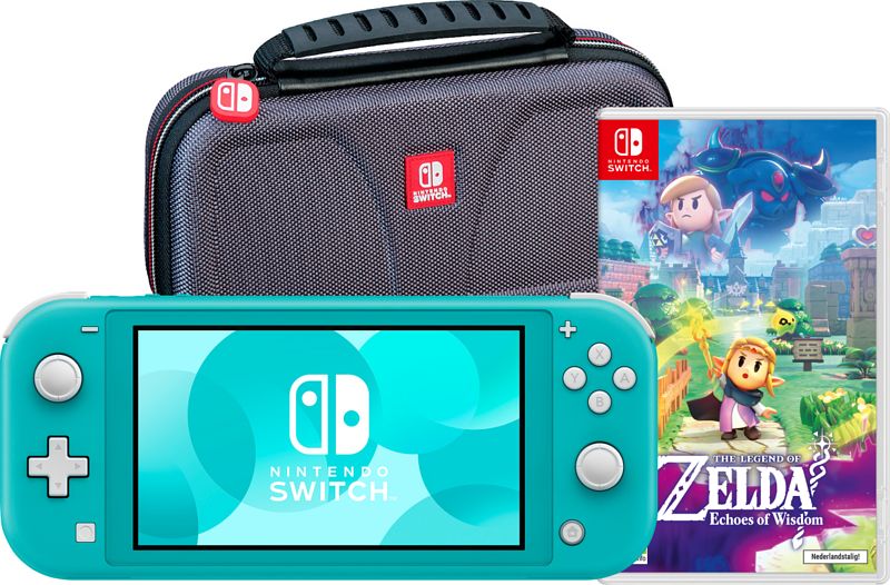 Foto van Nintendo switch lite turquoise + zelda: echoes of wisdom + bigben beschermtas