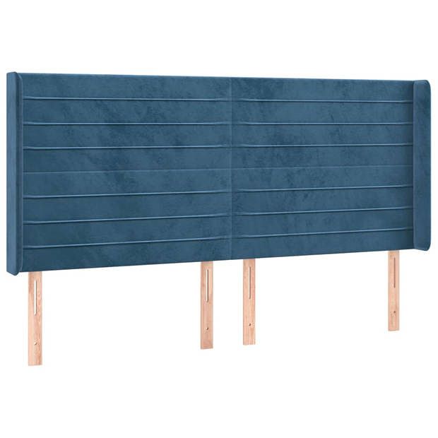 Foto van Vidaxl hoofdbord met randen 203x16x118/128 cm fluweel donkerblauw