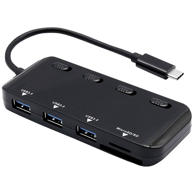 Foto van Roline 14025059 usb 3.1 gen 1-hub 3 poorten zwart