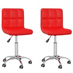 Foto van The living store verstelbare draaistoelen - eetkamerstoelen - kunstleer - 40 x 47 x (74.5 - 86) cm - rood