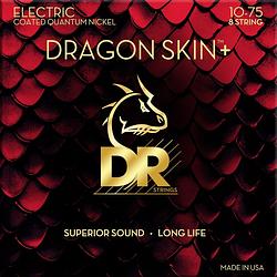 Foto van Dr strings dragon skin+ coated electric guitar strings medium 10-75 voor 8-snarige elektrische gitaar