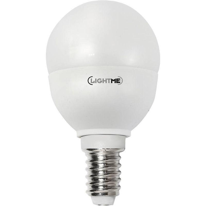 Foto van Lightme lm85215 led-lamp energielabel f (a - g) e14 kogel 5.5 w = 40 w warmwit (ø x l) 45 mm x 80 mm 1 stuk(s)