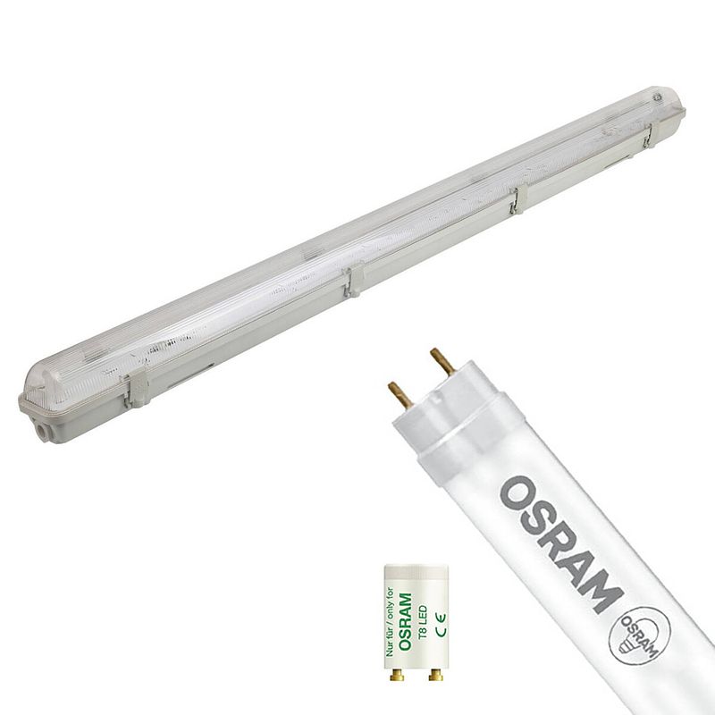 Foto van Led tl armatuur met t8 buis - osram substitube value em 830 - aigi hari - 120cm enkel - 16.2w - warm wit 3000k