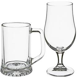 Foto van Bierglazen set - bierpullen/bierglazen op voet - 8x stuks - glas - bierglazen
