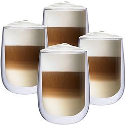 Foto van Latte macchiato glazen - dubbelwandige koffieglazen - cappuccino glazen - 450 ml - 4x