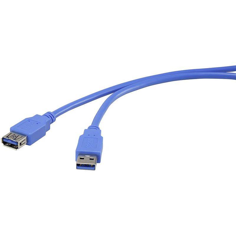 Foto van Renkforce usb 3.2 gen 1 (usb 3.0) verlengkabel 1.80 m blauw vergulde steekcontacten [1x usb 3.2 gen 1 stekker a (usb 3.0) - 1x usb 3.2 gen 1 bus a (usb 3.0)]