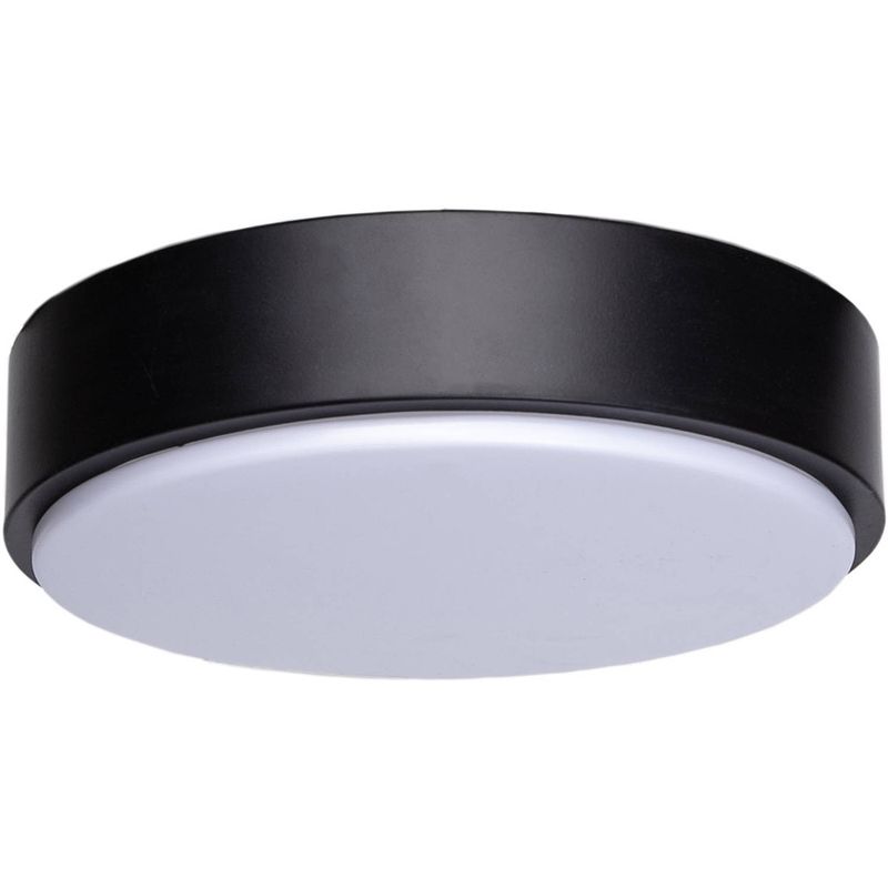 Foto van Led plafondlamp - aigi santi - opbouw rond 12w - natuurlijk wit 4000k - mat zwart aluminium