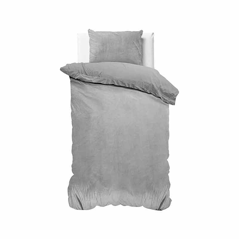 Foto van Sleeptime velvet uni - grijs - dekbedovertrek 1-persoons (140 x 220 cm + 1 kussensloop) dekbedovertrek
