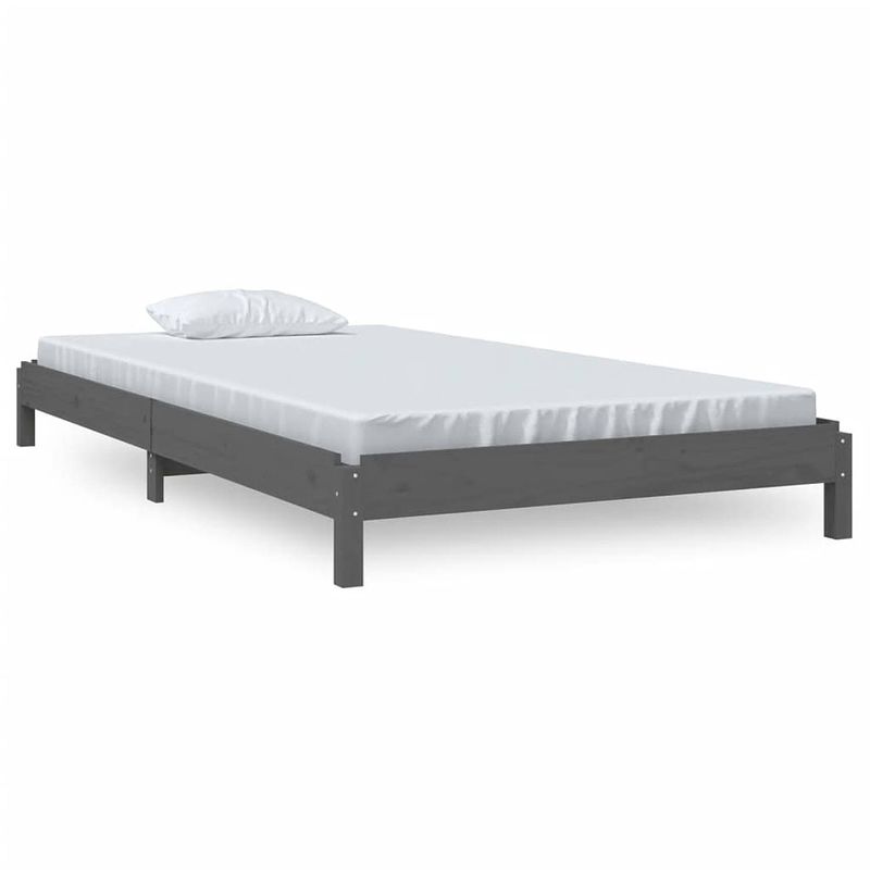 Foto van The living store stapelbaar bed massief grenenhout - grijs - 206.5 x 106.5 x 22 cm - 100 x 200 cm