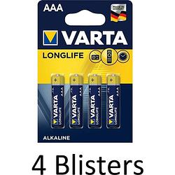 Foto van 16 stuks (4 blisters a 4 st) varta longlife aaa batterijen