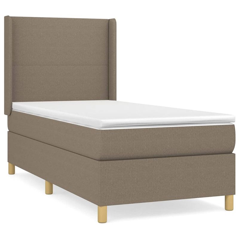 Foto van The living store boxspringbed - taupe - 203 x 93 x 118/128 cm - pocketvering - middelharde ondersteuning