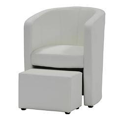 Foto van Nino fauteuil + poef - witte faux