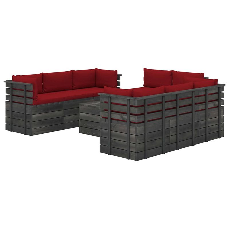 Foto van Vidaxl 9-delige loungeset met kussens pallet massief grenenhout