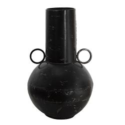 Foto van Clayre & eef vaas ø 26*42 cm zwart metaal rond decoratie vaas decoratie pot zwart decoratie vaas decoratie pot