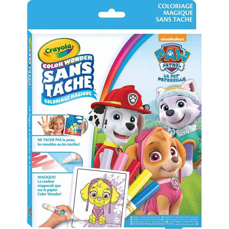 Foto van Crayola paw patrol color wonder 18 kleurplaten met 5 stiften