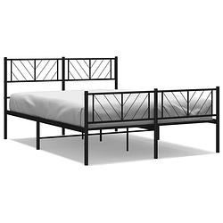 Foto van Vidaxl bedframe met hoofd- en voeteneinde metaal zwart 135x190 cm