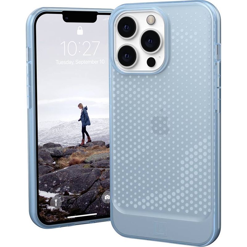 Foto van Urban armor gear lucent case backcover apple iphone 13 pro blauw, transparant