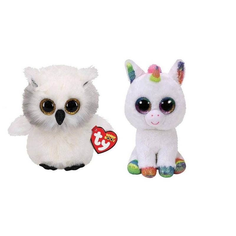 Foto van Ty - knuffel - beanie boo's - ausitin owl & pixy unicorn