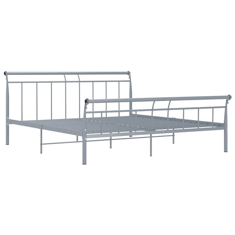 Foto van The living store metalen bedframe - grijs 208x186x90 cm - massieve constructie van gepoedercoat metaal