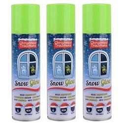 Foto van 3x glow in the dark sneeuw spray 150 ml - spuitbus met glow in the dark kunstsneeuw 3 stuks