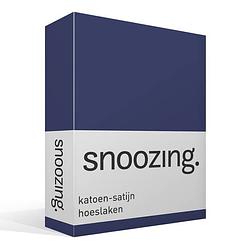 Foto van Snoozing - katoen-satijn - hoeslaken - 160x220 - navy