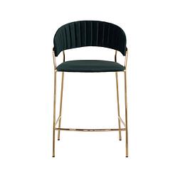 Foto van Giga meubel barstoel velvet - groen - goud - stoel turin luxe