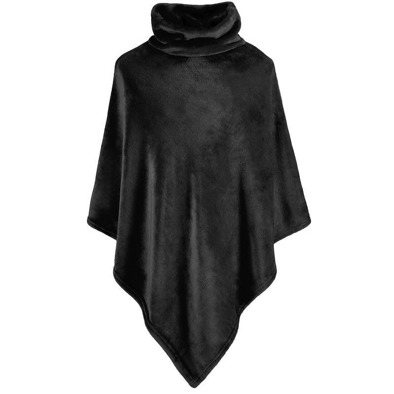 Foto van Moodit poncho fleece, zwart - 80 x 80 cm - polyester