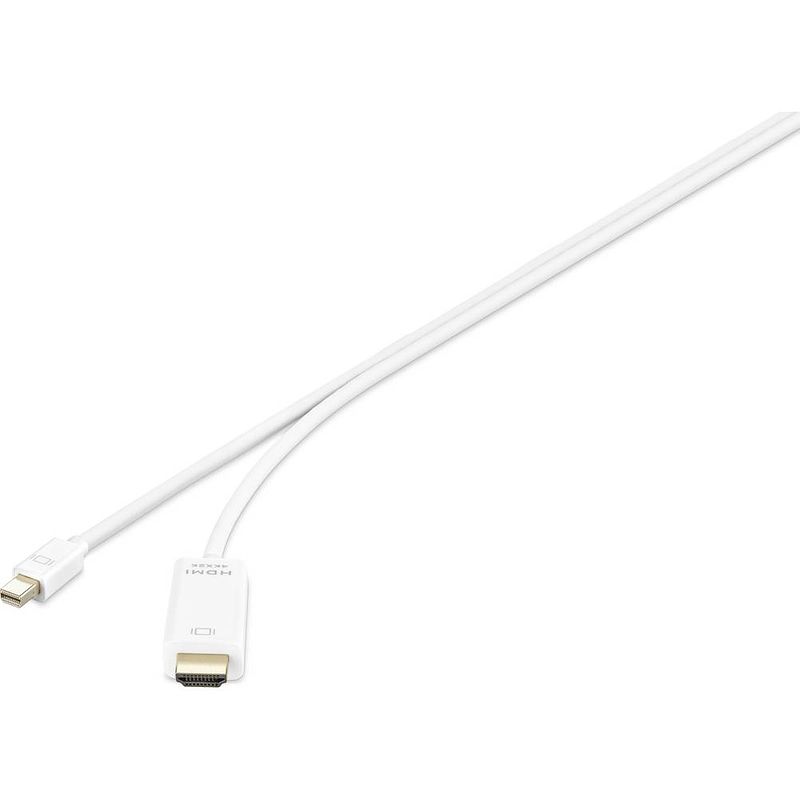 Foto van Renkforce mini-displayport / hdmi adapterkabel mini displayport stekker, hdmi-a stekker 5.00 m wit rf-3697530 vergulde steekcontacten displayport-kabel