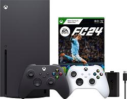 Foto van Xbox series x + ea sports fc 24 + tweede controller wit + play & charge kit