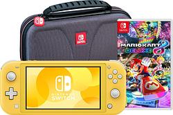 Foto van Nintendo switch lite geel + mario kart 8 deluxe + bigben beschermtas