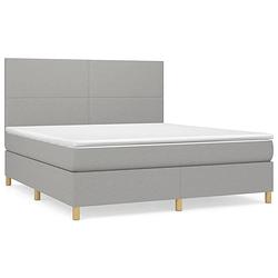 Foto van Vidaxl boxspring met matras stof lichtgrijs 160x200 cm