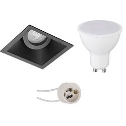 Foto van Led spot set - pragmi zano pro - gu10 fitting - dimbaar - inbouw vierkant - mat zwart - 6w - natuurlijk wit 4200k -