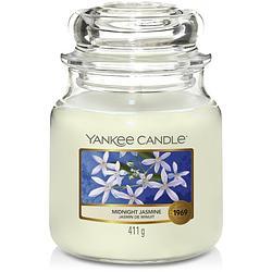 Foto van Yankee candle geurkaars medium midnight jasmine - 13 cm / ø 11 cm