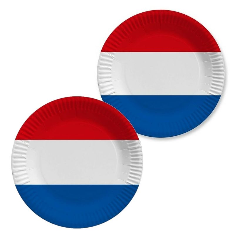 Foto van Holland/nederlandse vlag gebaksbordjes - 30x - karton - d23 cm - feestbordjes