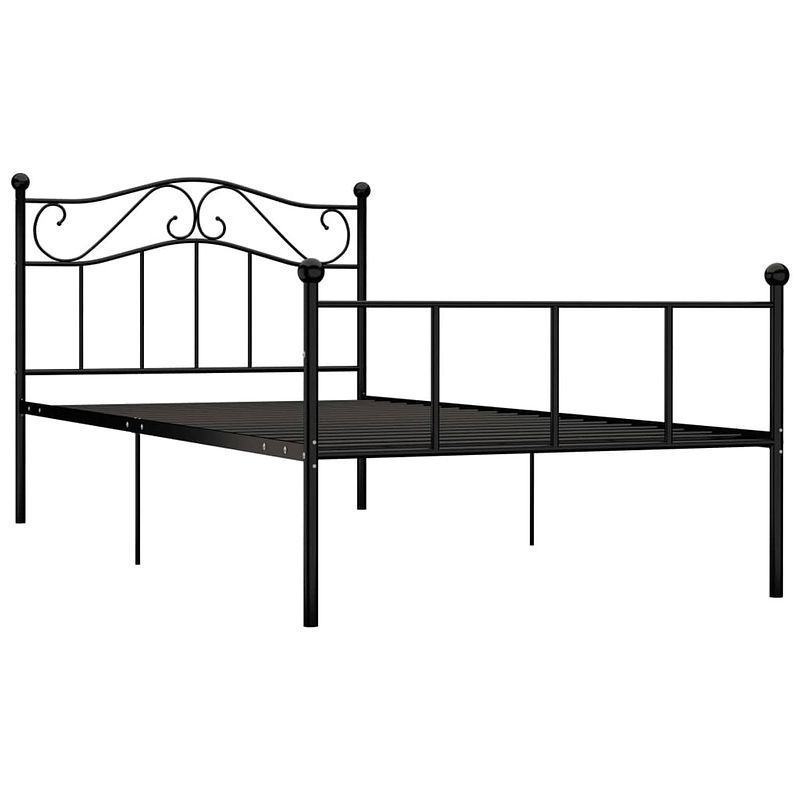 Foto van The living store metalen bedframe - klassiek - bedframes - afmetingen- 208 x 97.5 x 95 cm - kleur- zwart - materiaal-