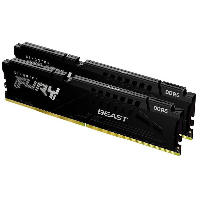 Foto van Kingston fury beast werkgeheugenset voor pc ddr5 32 gb 2 x 16 gb on-die ecc 5200 mhz 288-pins dimm cl40 kf552c40bbk2-32