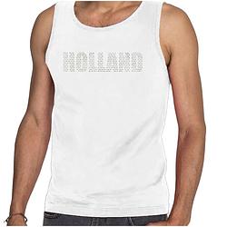 Foto van Glitter holland tanktop wit rhinestone steentjes voor heren nederland supporter ek/ wk xl - feestshirts