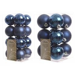 Foto van Kerstversiering kunststof kerstballen donkerblauw 4-6 cm pakket van 40x stuks - kerstbal