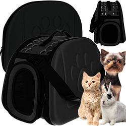 Foto van Purlov opvouwbare draagtas voor honden, katten en knaagdieren tot 6 kg zwart