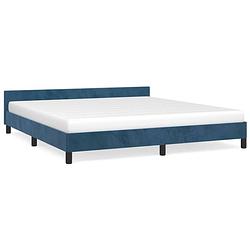 Foto van Vidaxl bedframe met hoofdeinde fluweel donkerblauw 180x200 cm