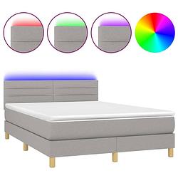 Foto van The living store boxspring - led - lichtgrijs - 193x144x78/88 cm - pocketvering