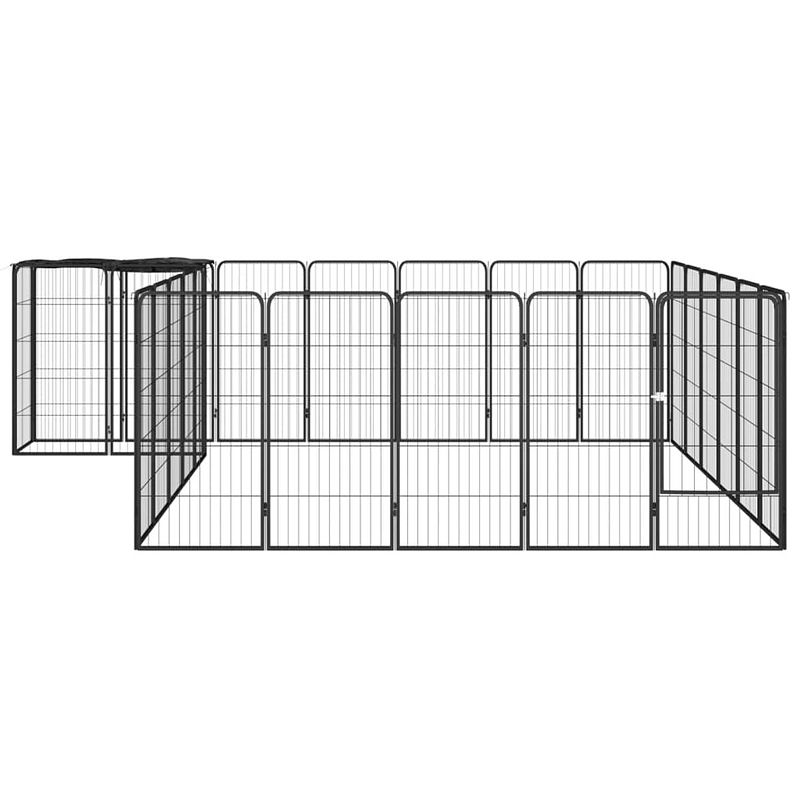 Foto van Infiori hondenkennel 26 panelen 50x100 cm gepoedercoat staal zwart