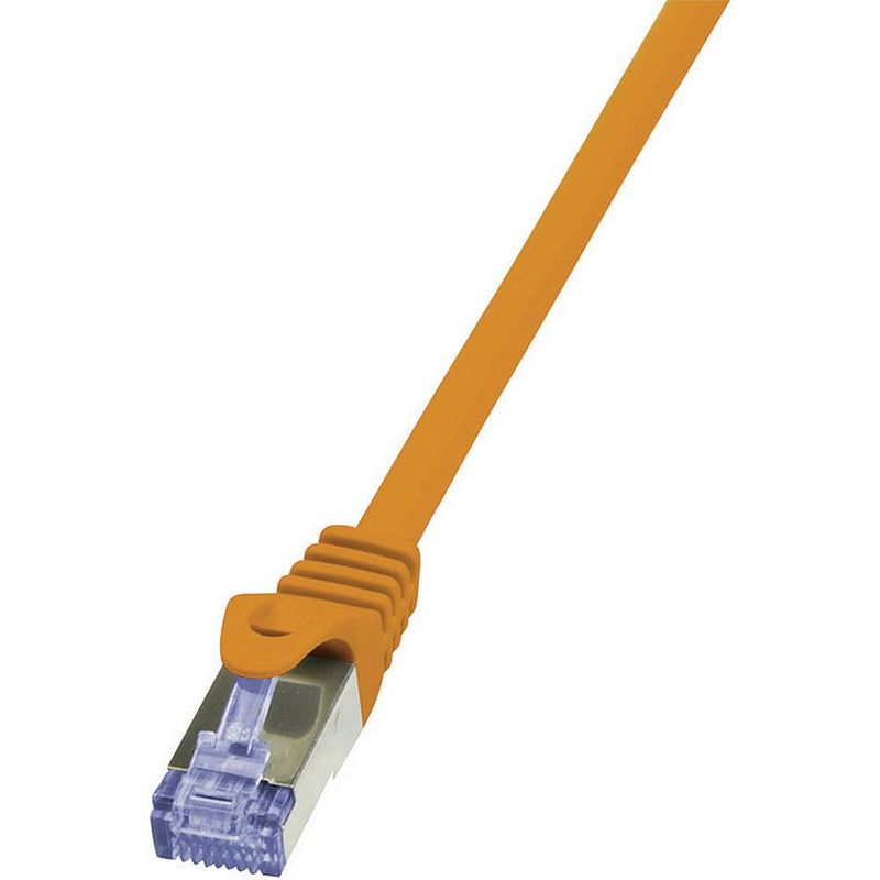 Foto van Logilink cq3098s rj45 netwerkkabel, patchkabel cat 6a s/ftp 10.00 m oranje vlambestendig, snagless 1 stuk(s)