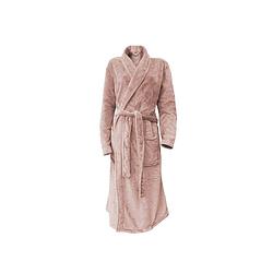 Foto van Linnick flanel fleece badjas uni - licht roze - m