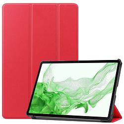 Foto van Basey samsung galaxy tab s8 plus hoesje kunstleer hoes case cover - rood